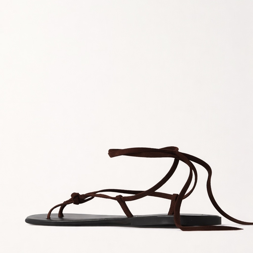 The Row Brown Knot Flat Suede Sandals 38/8 - Picture 4 of 8